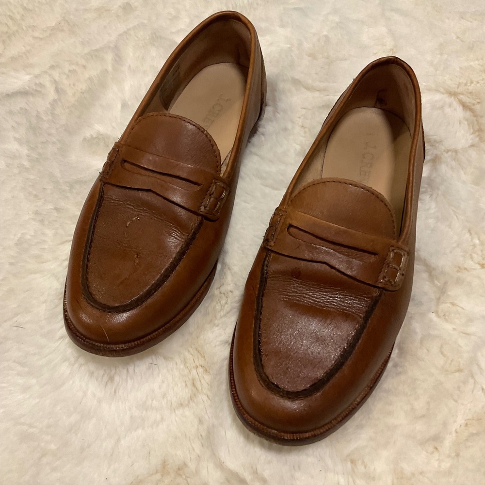 J. Crew Leather Penny Loafer Size 5.5 Womens Brown Slip On Flat Shoes